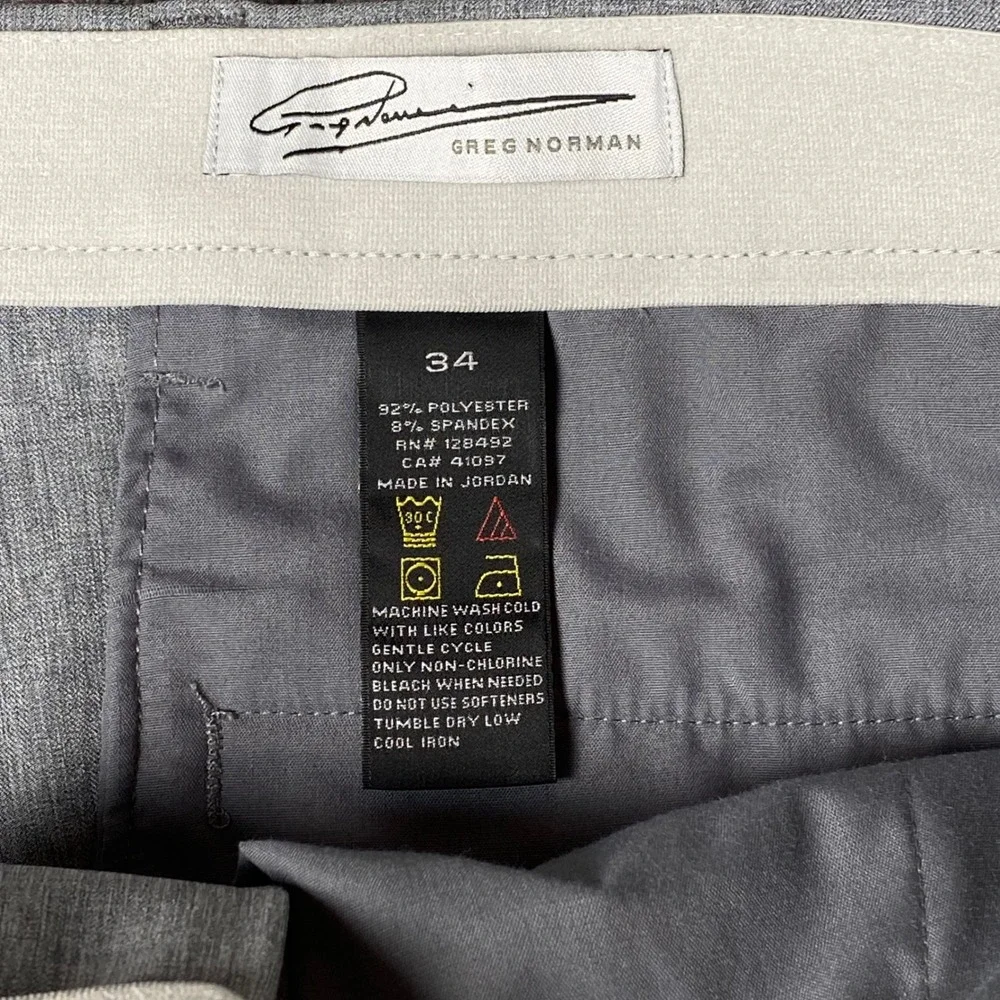 New Greg Norman Mens Golf Shorts 34 Grey Stretch Performance Flat‎ Front Active